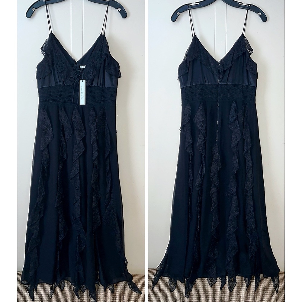 Alice + Olivia McGuire Lace & Silk Blend Black Midi Dress - Picture 11 of 17
